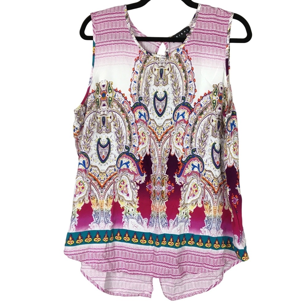 Tribal Womens XL‎ Paisley Print Sleeveless Rayon Tank Top Pink Multi 16250-229